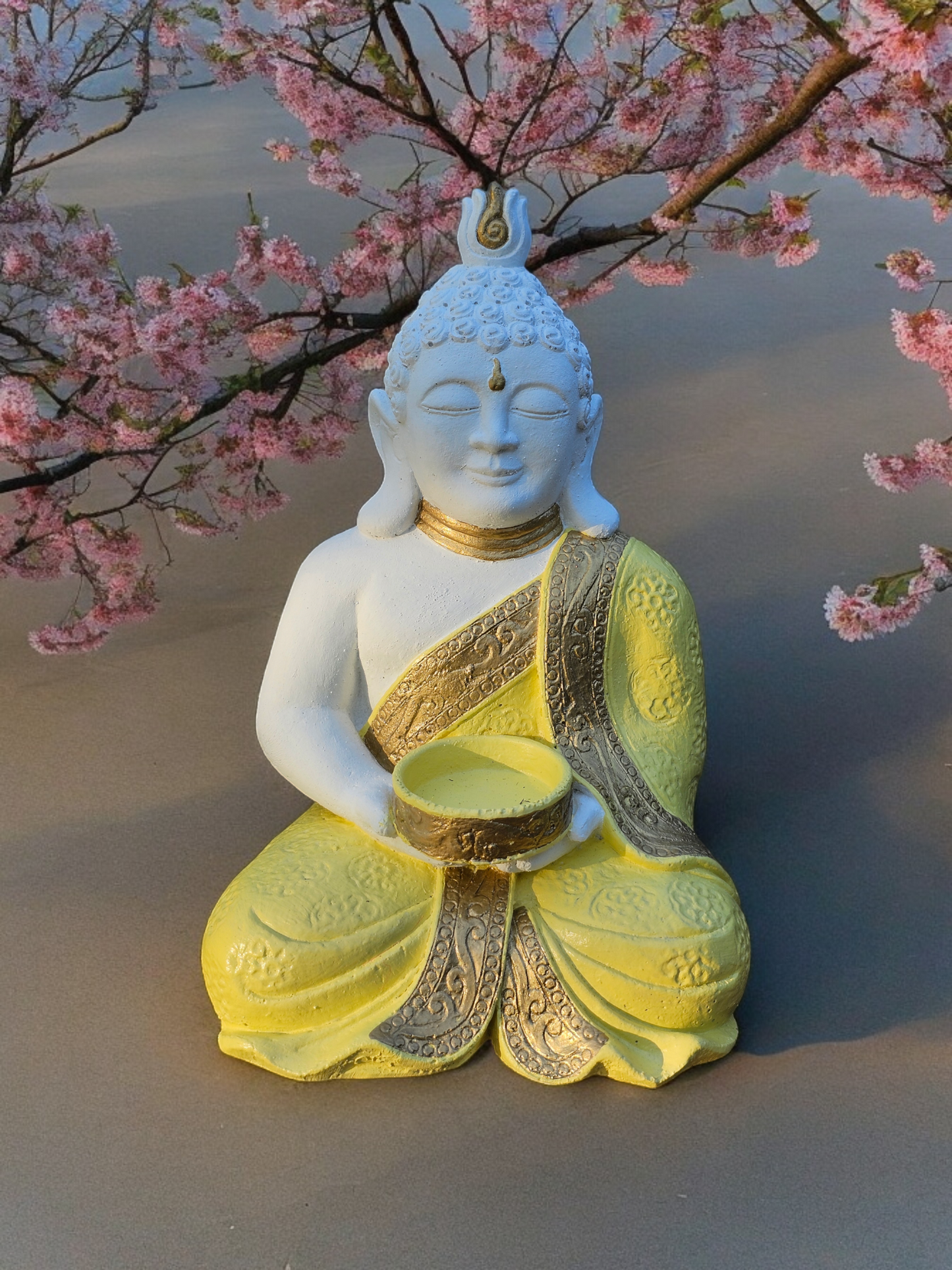 Concrete 26cm Tea Candle Buddha