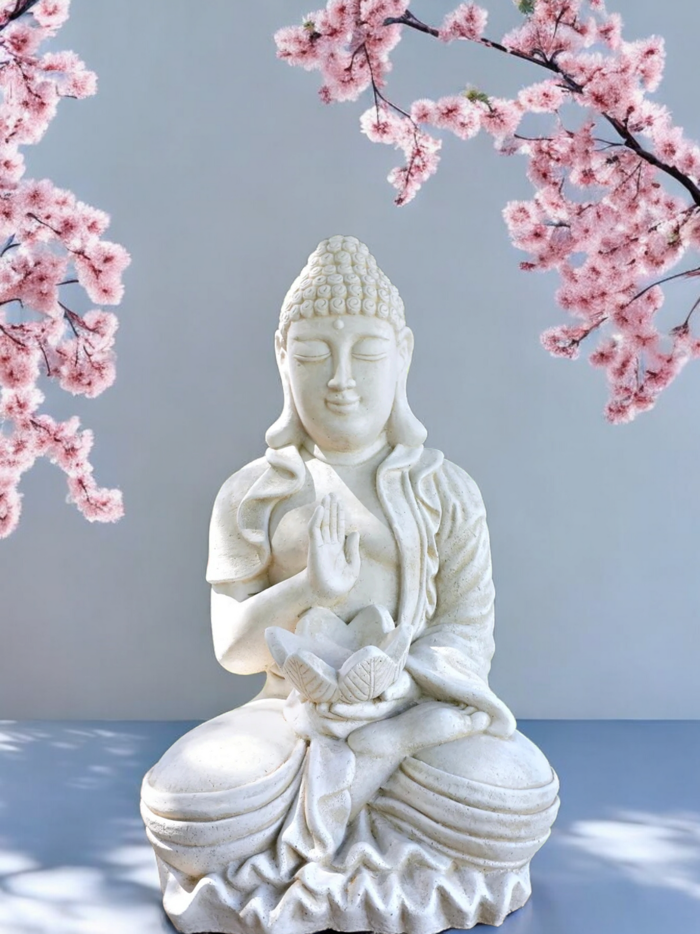 Concrete 54cm Blessing Buddha - Whitewash Only