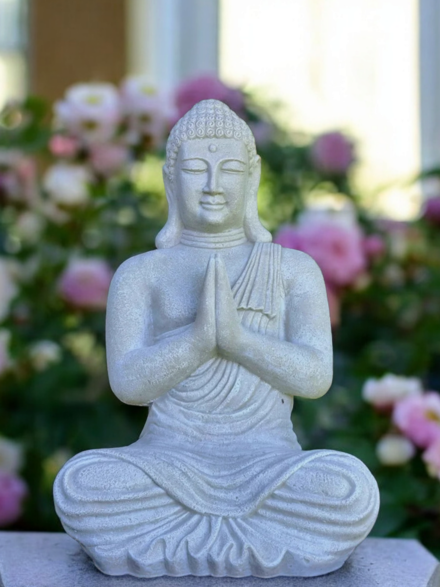 Concrete 60cm Praying Buddha - Whitewash Only