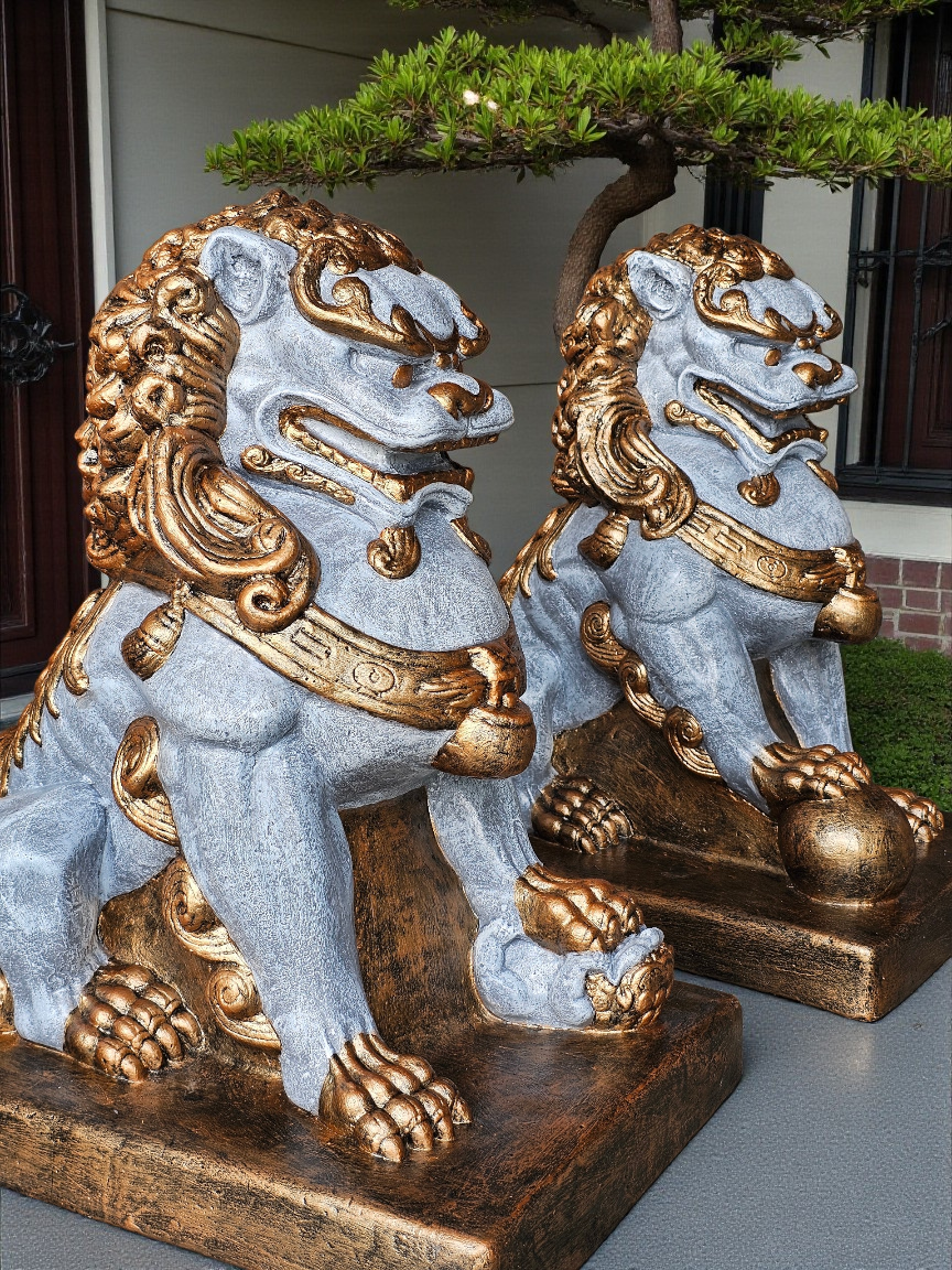 Concrete Foo Dogs 56cm (Pair)