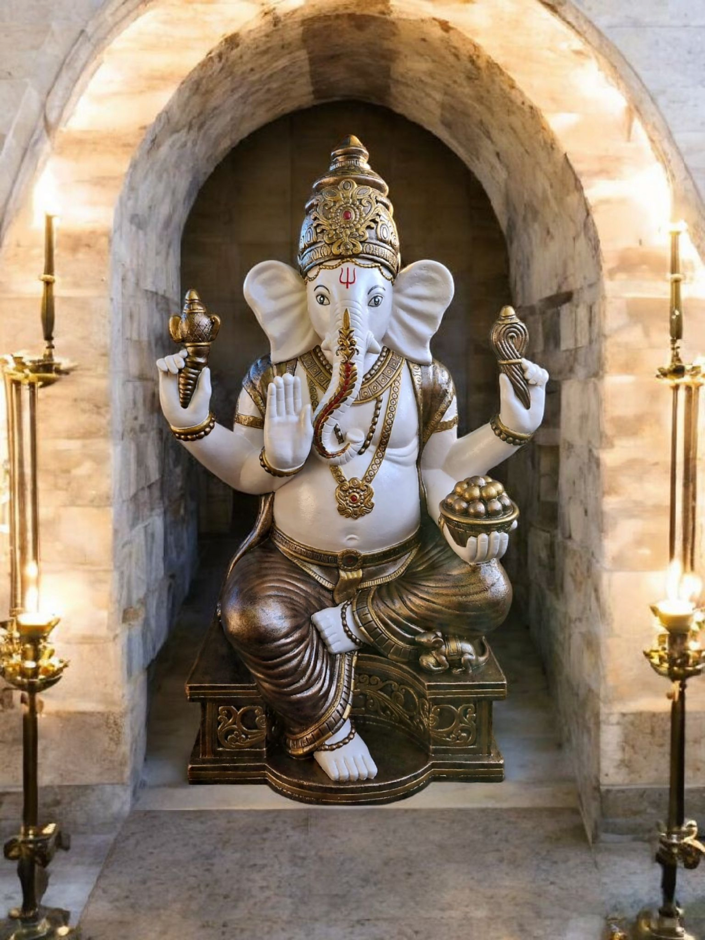Resin Large Ganesha 1m - Cream Body