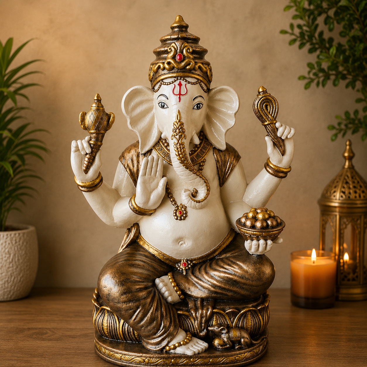 Resin Large Ganesha 80cm - Cream