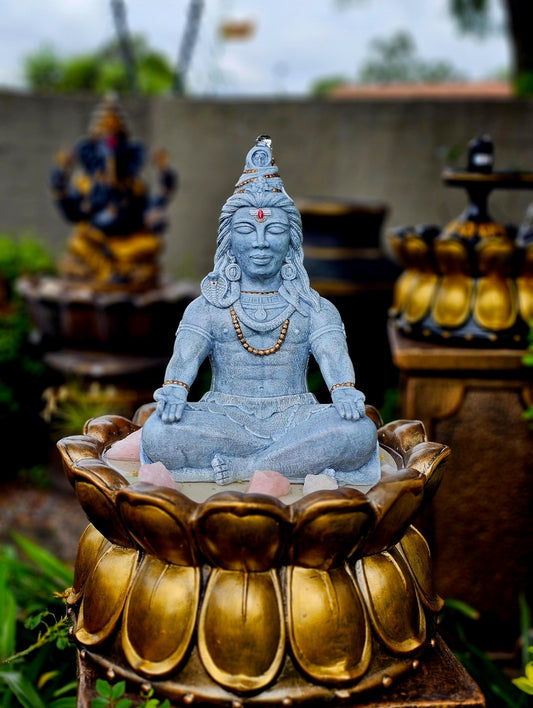 Resin 42cm Meditating Shiva Water Feature. Perfect for Indoors