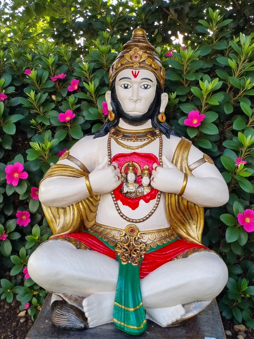 Concrete Hanuman Open Chest with Ram and Sita 75cm