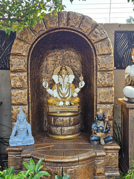 Arch and Base with a 62cm Ganesha,42cm Shiva,42cm Hanuman,Small Round Pillar