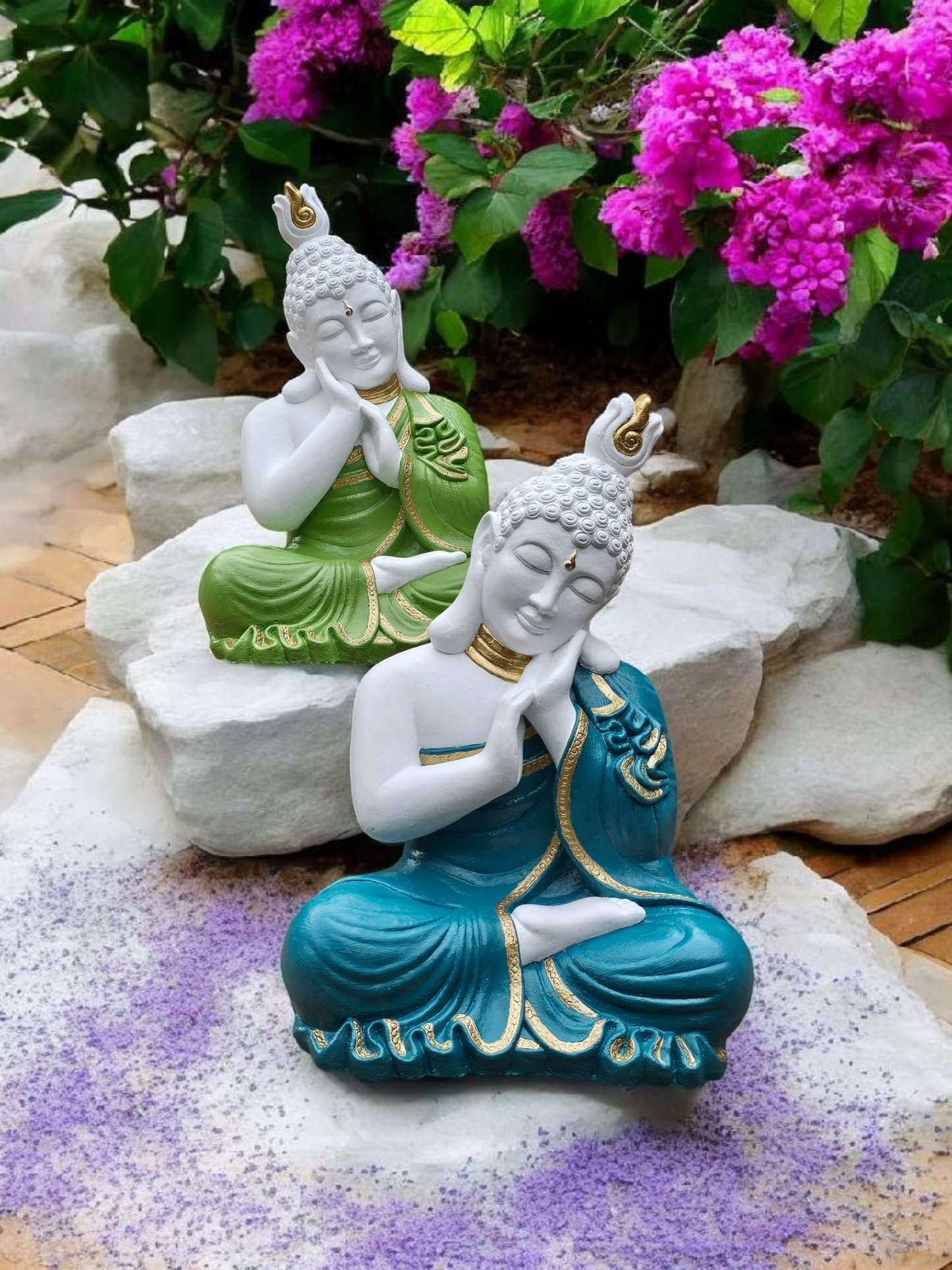 Concrete 42cm Buddha Pair