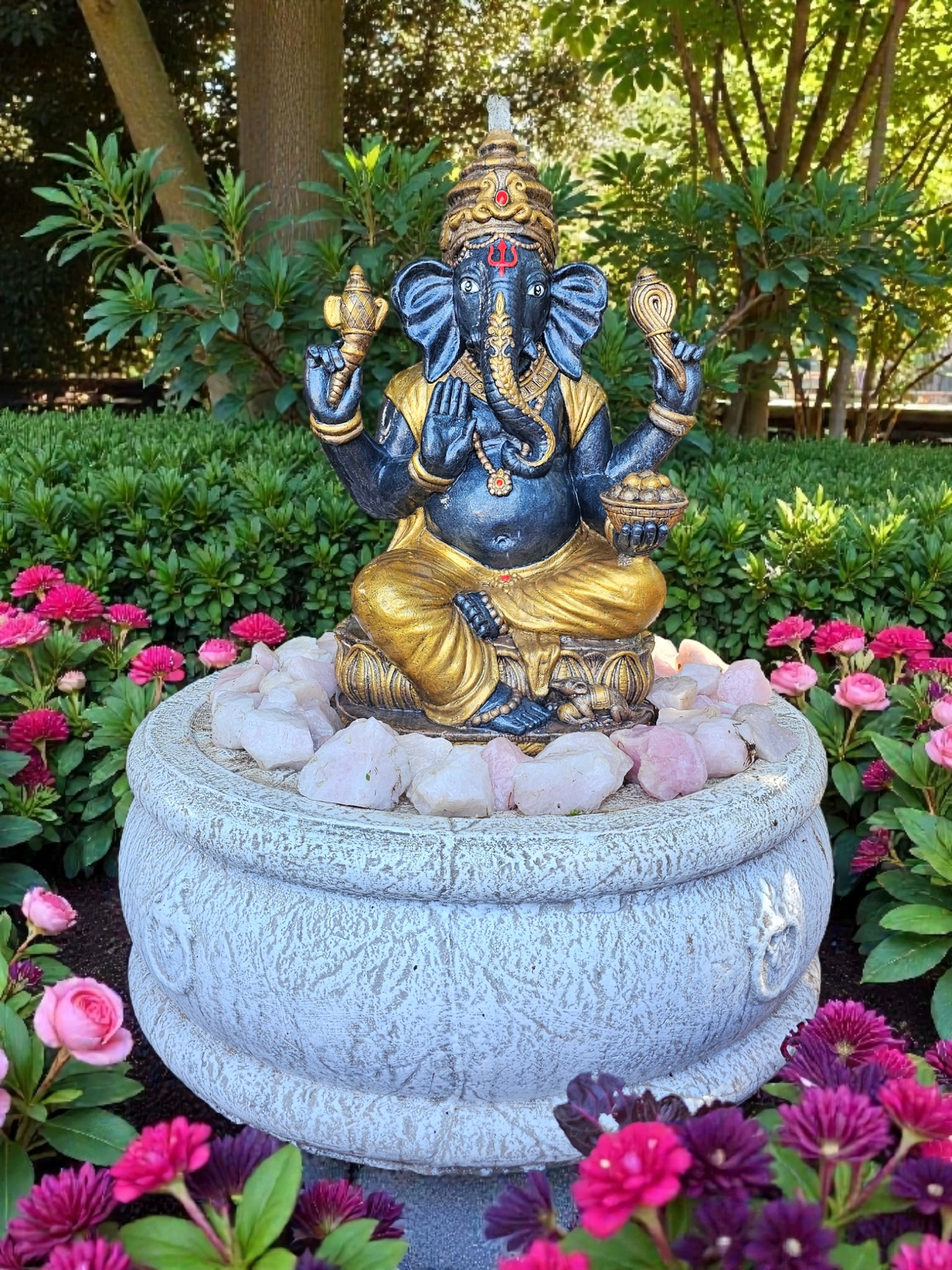 Concrete 80cm Ganesha + Flat Base Water Feature