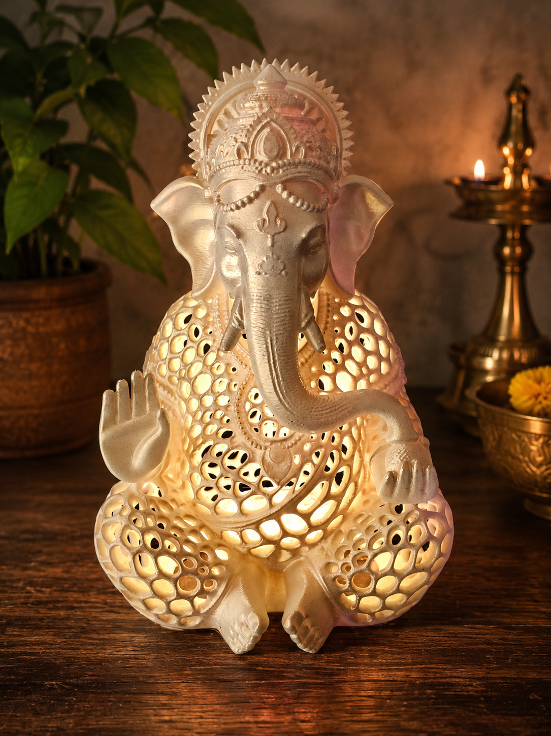25cm Ganesha With Light and Holes
