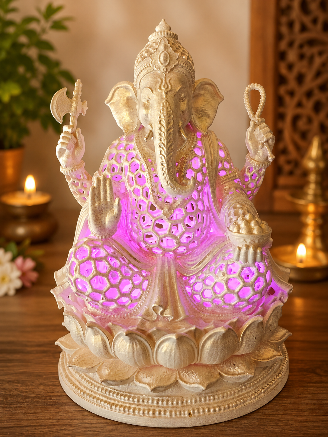 25cm Ganesha Voronoi Style With Led Light