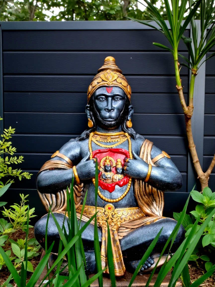 Concrete Hanuman Open Chest with Ram and Sita 75cm