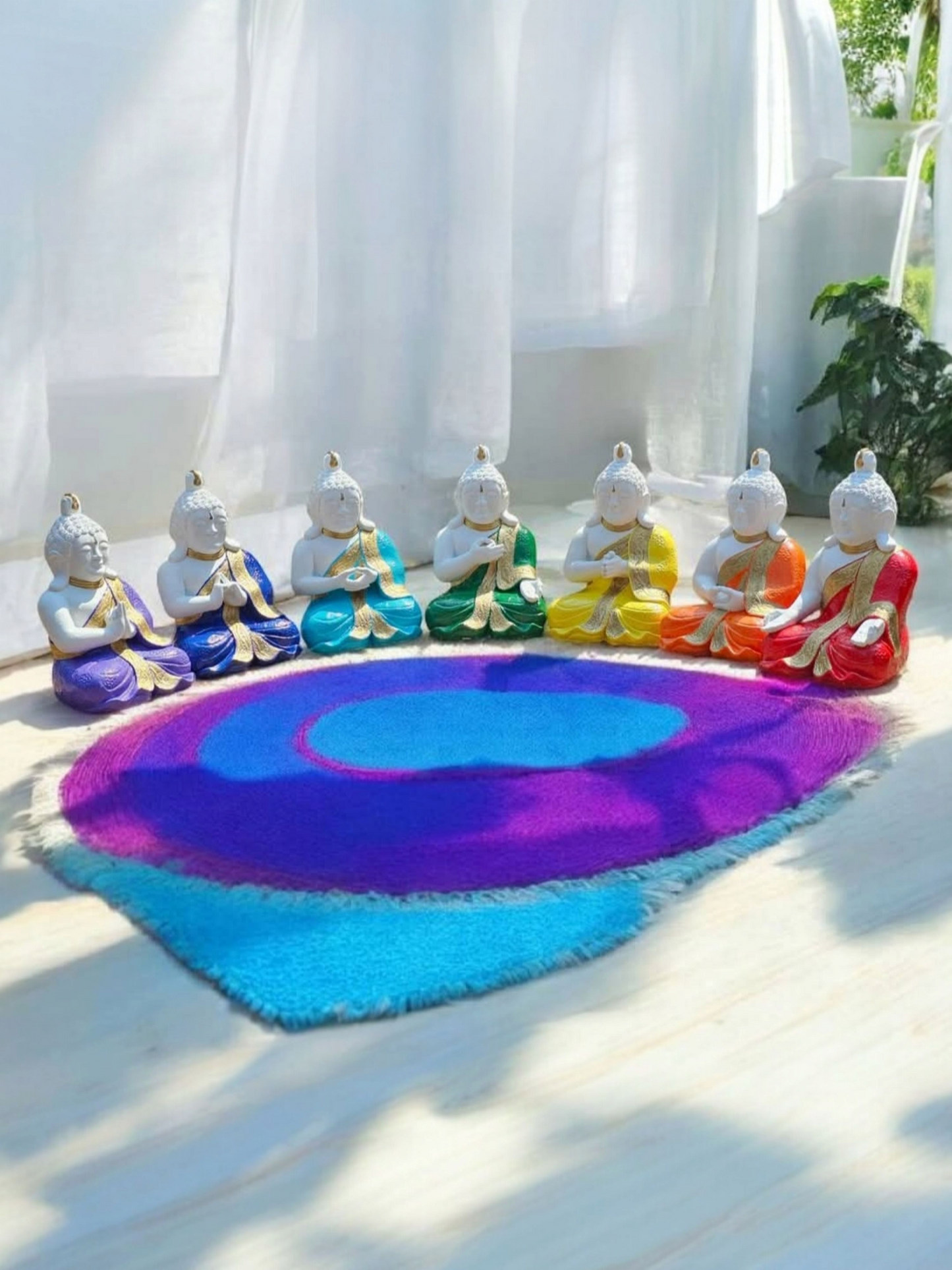 Resin 26cm 7 Chakra Mudra Buddha's (Set Of 7 Buddha's)