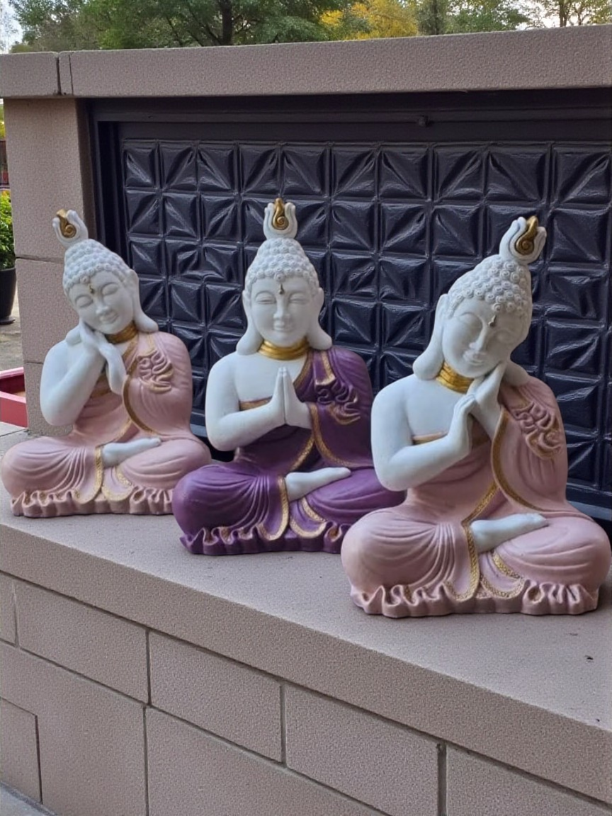 Concrete 42cm Buddha Trio