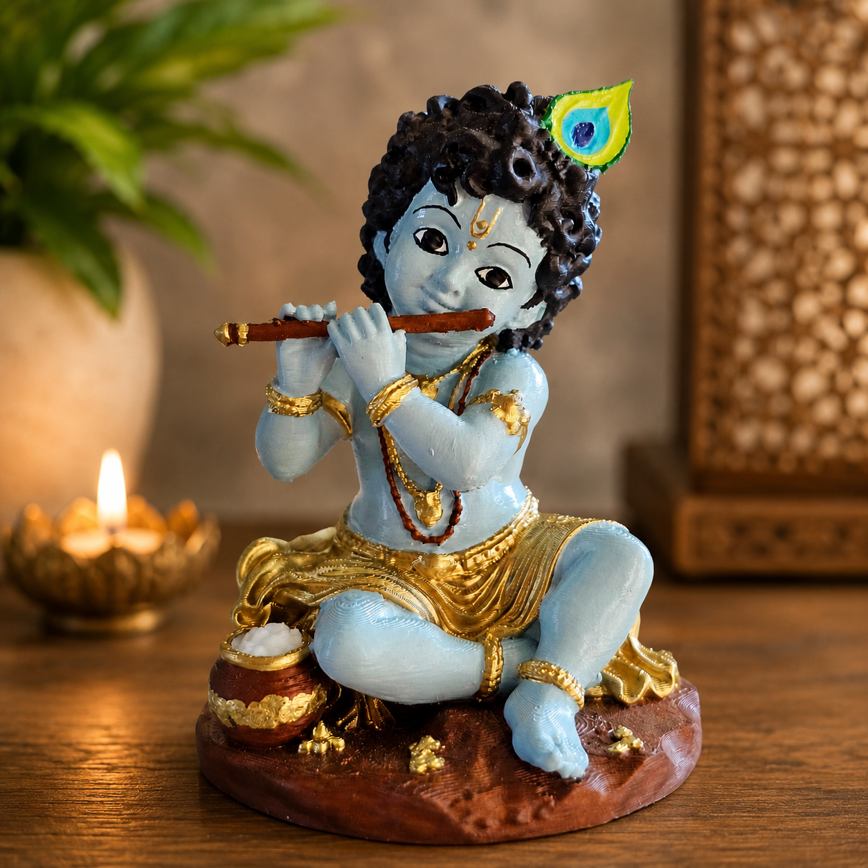 10cm Baby Krishna Holding Flute