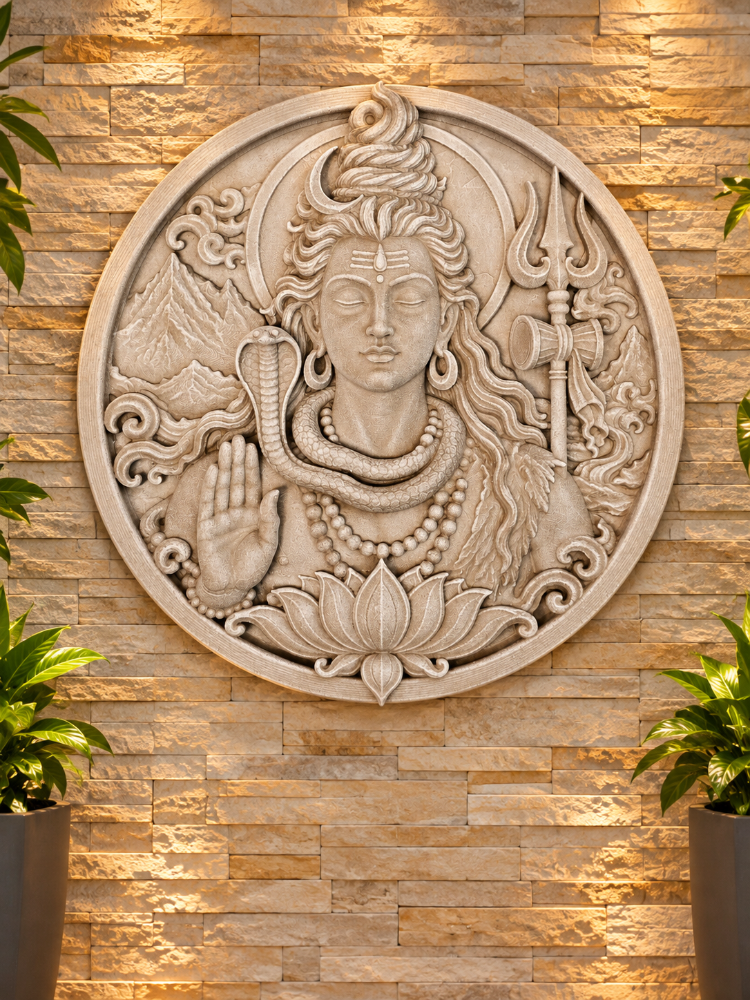 50cm Shiva Wall Plaque - Round