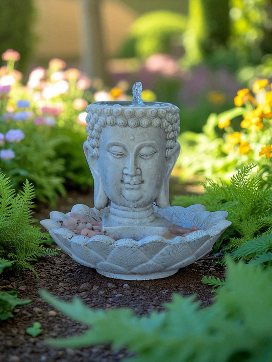 Concrete Buddha Head Water Feature