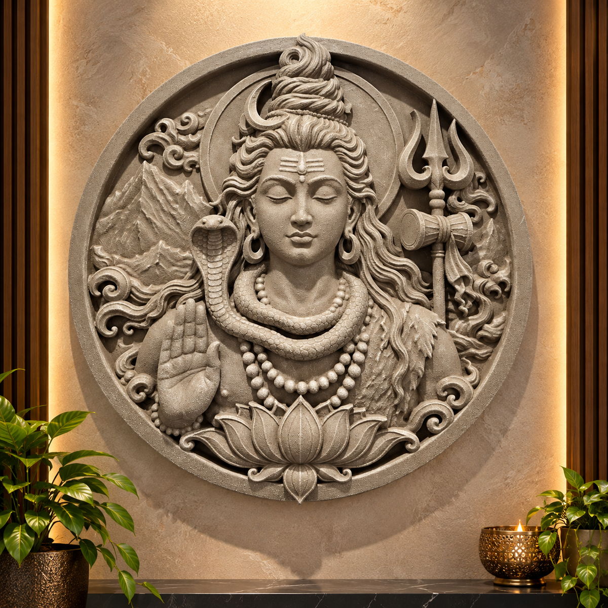 60cm Shiva Wall Plaque - Round