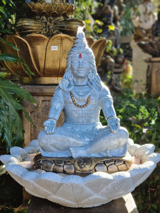 Concrete 62cm Meditating Shiva Water Feature