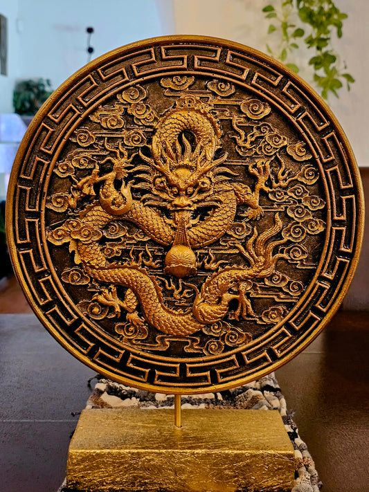 Round Dragon Placque on Stand
