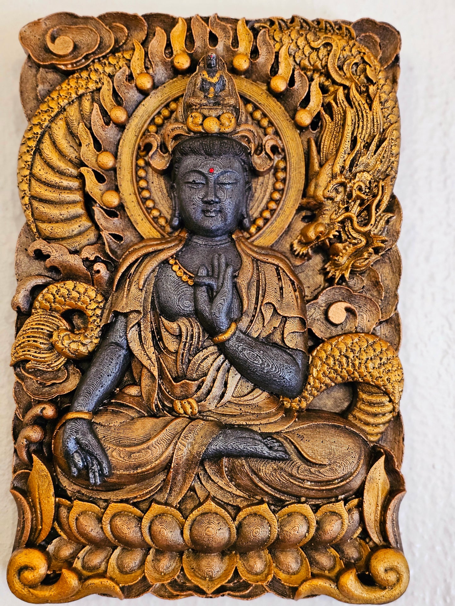 Guanyin and Dragon Plaque Wall Hanging