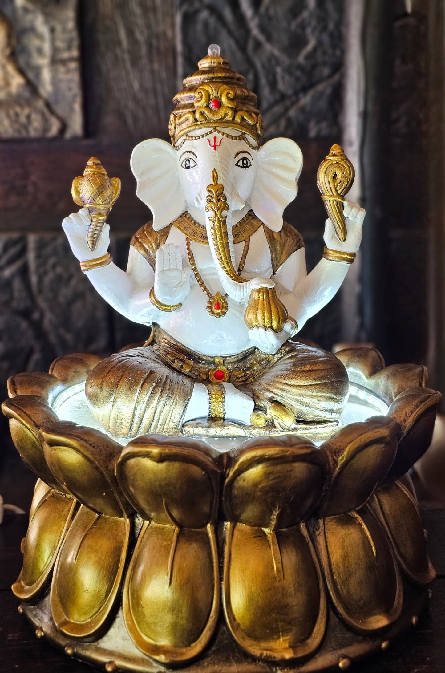 Resin 42cm Ganesha Water Feature with Light. Perfect for Indoors