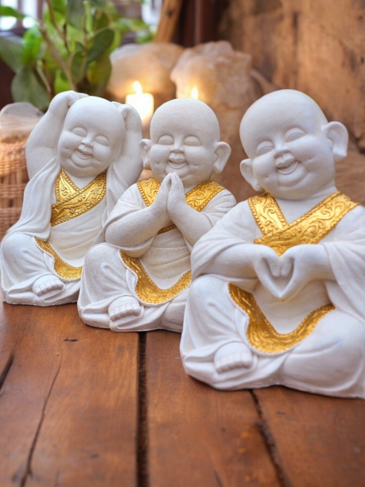 Concrete Baby Buddha Set - Joy, Peace & Love (Set is for all 3 babies)