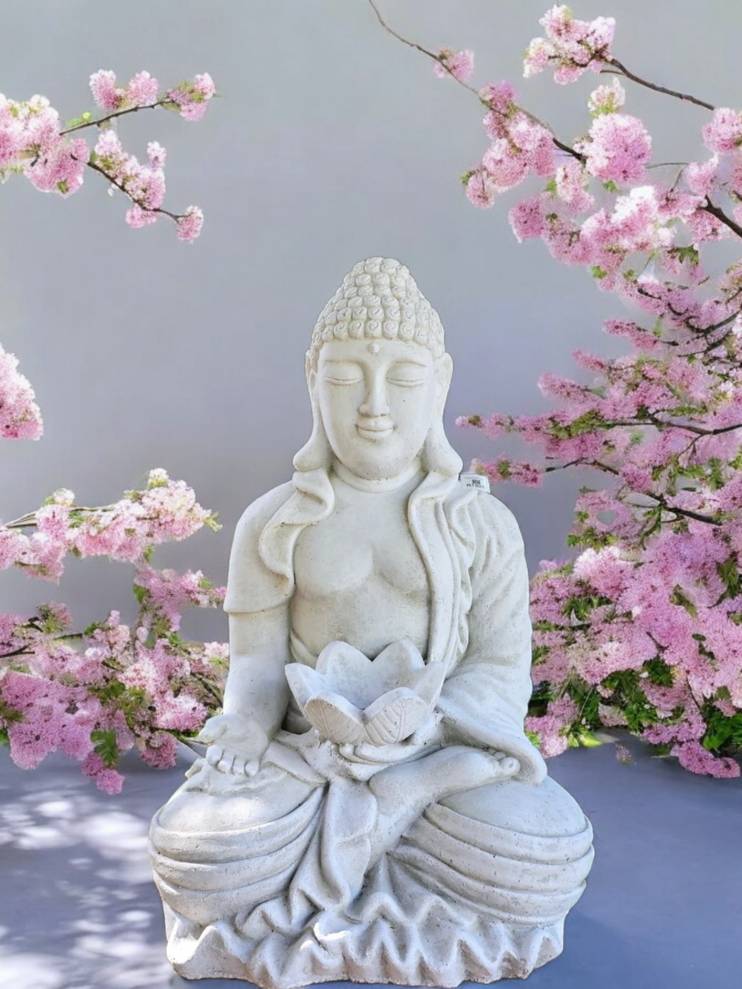 Concrete 54cm Buddha Hand on Lap - Whitewash Only