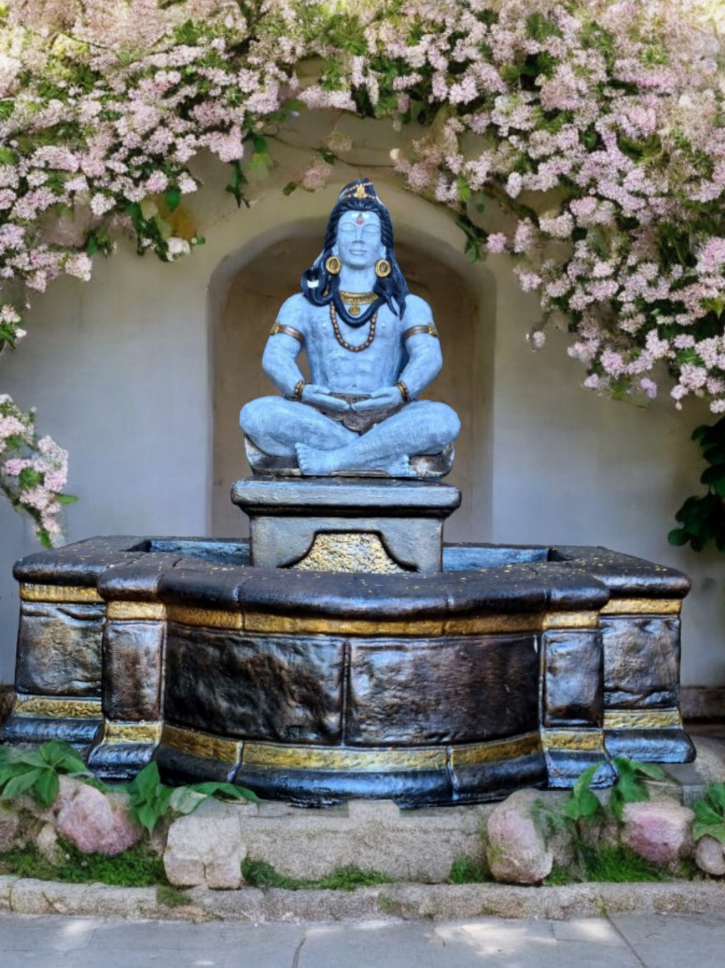 Concrete 71cm Shiva with Pond Water Feature