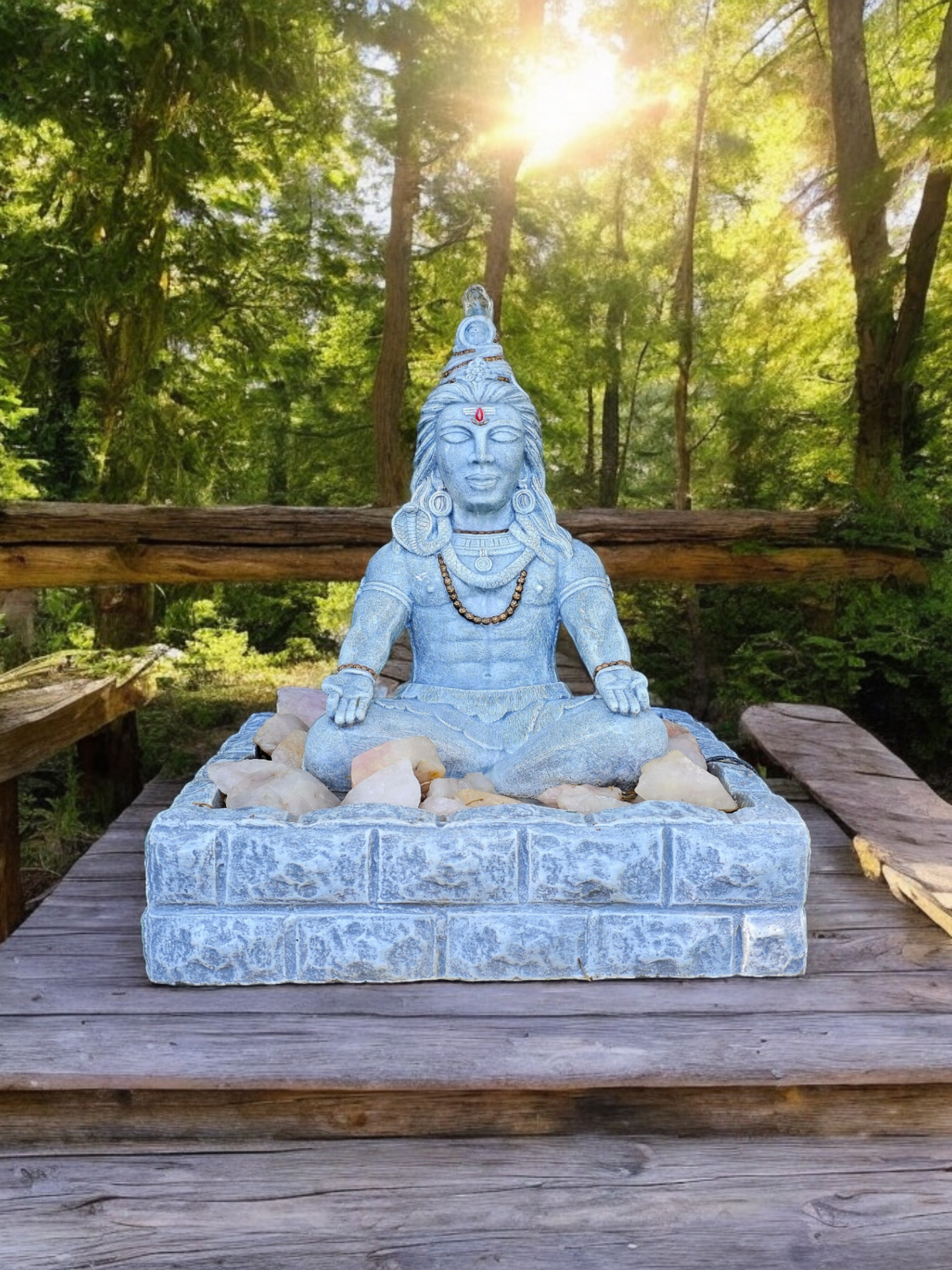 Concrete 42cm Meditating Shiva Water Feature