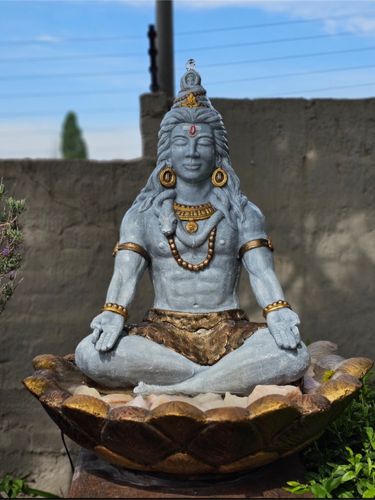 Concrete Large 71cm Meditating Shiva Water Feature