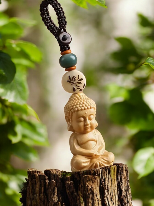 Key Chain Wooden Buddha Light Brown