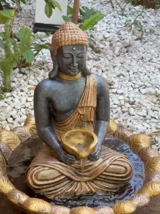 Concrete 60cm Buddha Holding Bowl Water Feature