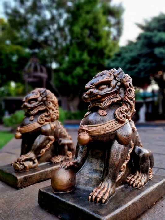 Concrete Foo Dogs 56cm (Pair) - Bronze