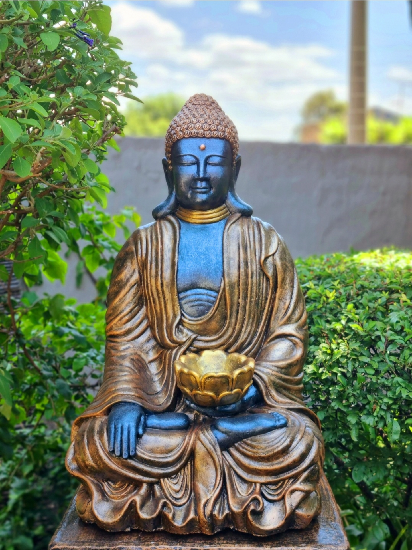 Concrete 73cm Earth Buddha - Painted