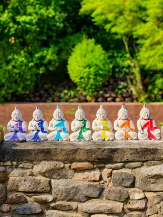 Concrete 26cm 7 Chakra Mudra Buddha's (Set Of 7 Buddha's)