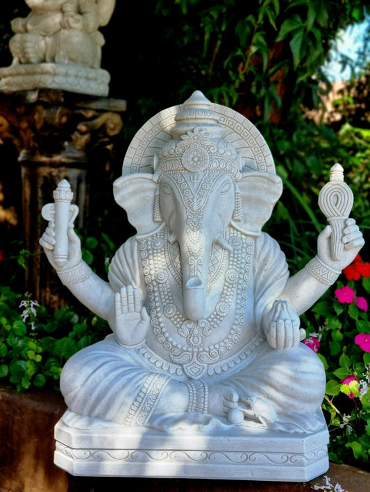 Concrete Ganesha Upwards Trunk 62cm