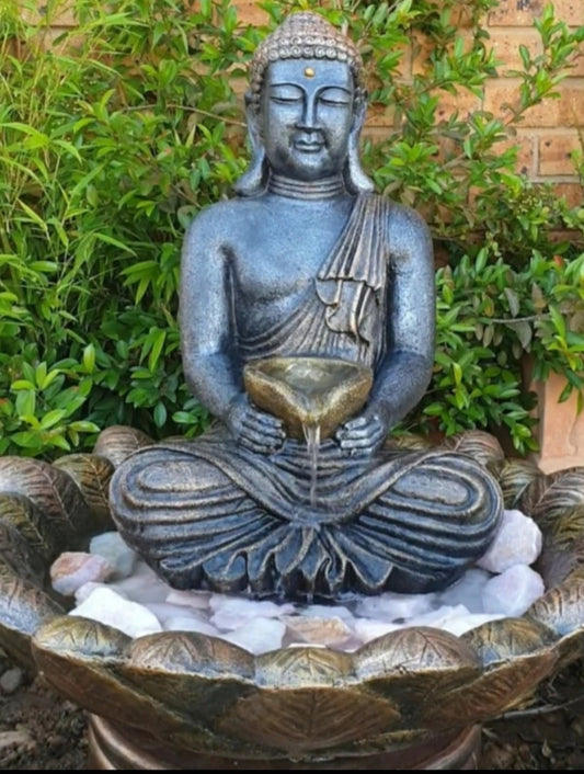 Concrete 60cm Buddha Holding Bowl Water Feature