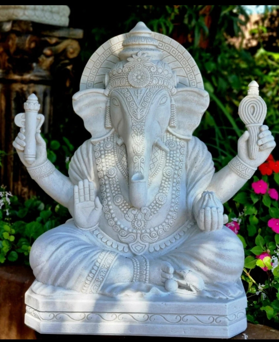 Concrete Ganesha Upwards Trunk 62cm