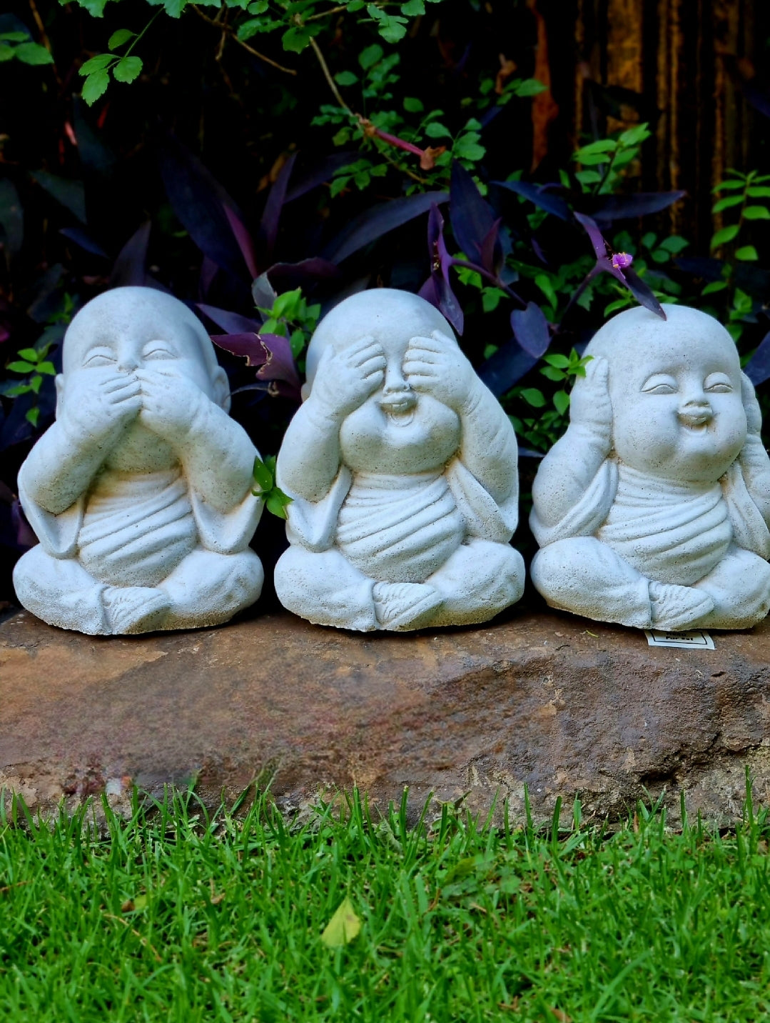 Baby Buddha Set 20cm - Hear No Evil , Speak No Evil , See No Evil (Set is for the 3 Babies) - Whitewash Only