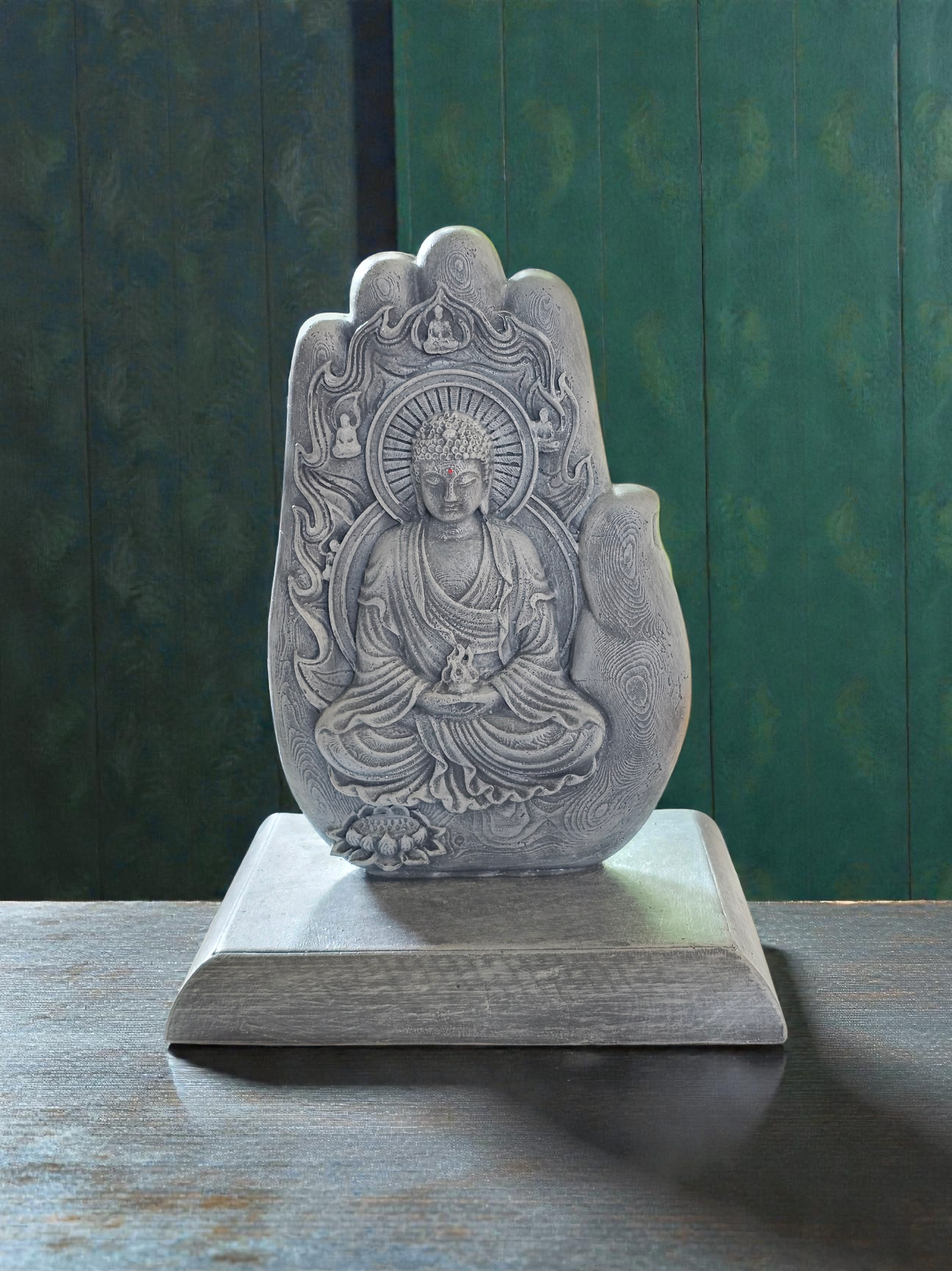 Buddha Hand Plaque On Stand 33cm - Greywhite