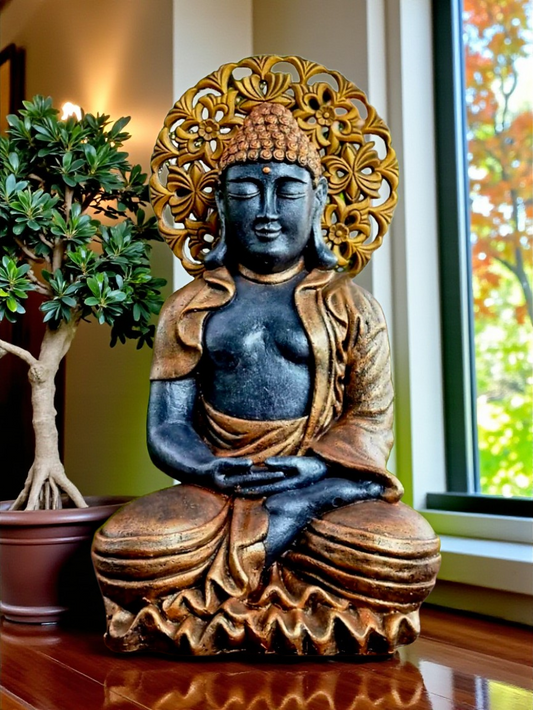 Resin 54cm Meditating Buddha with Aura