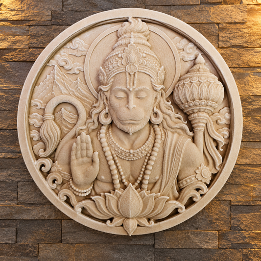 50cm Hanuman Wall Plaque - Round