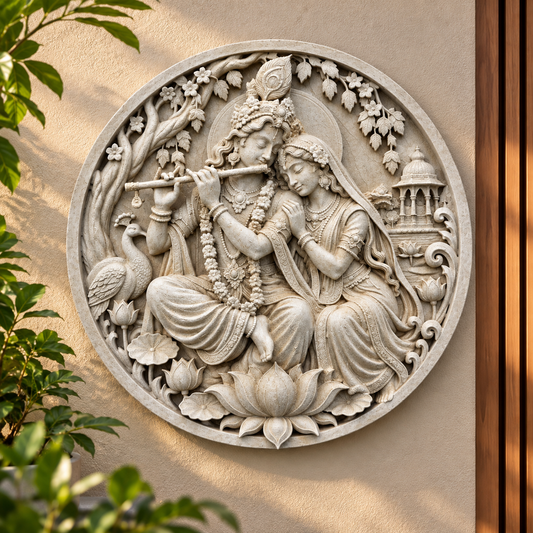 50cm Radha Krishna Wall Plaque - Round