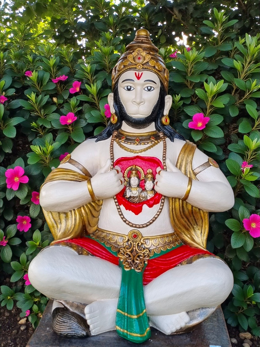 Concrete Hanuman Open Chest with Ram and Sita 75cm