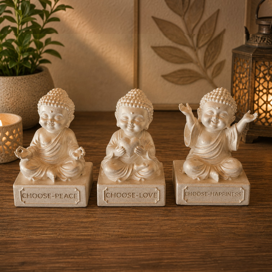 10cm Baby Buddha's - Choose Peace,Choose Love ,Choose Happiness