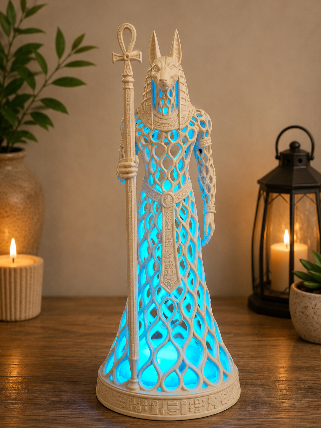 25cm Anubis Voronoi Style With LED Light