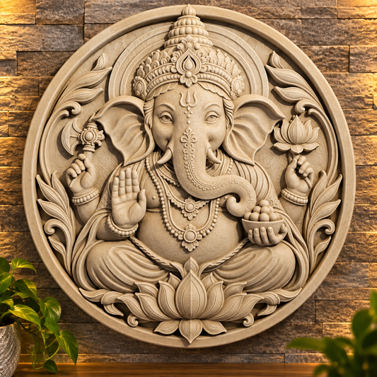 50cm Ganesha Wall Plaque - Round