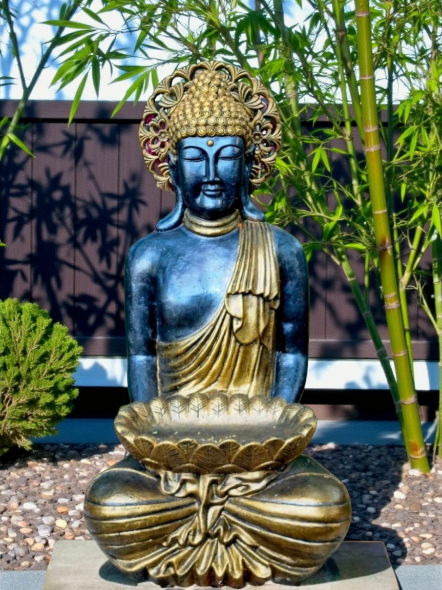 Concrete 90cm Praying Buddha With Aura