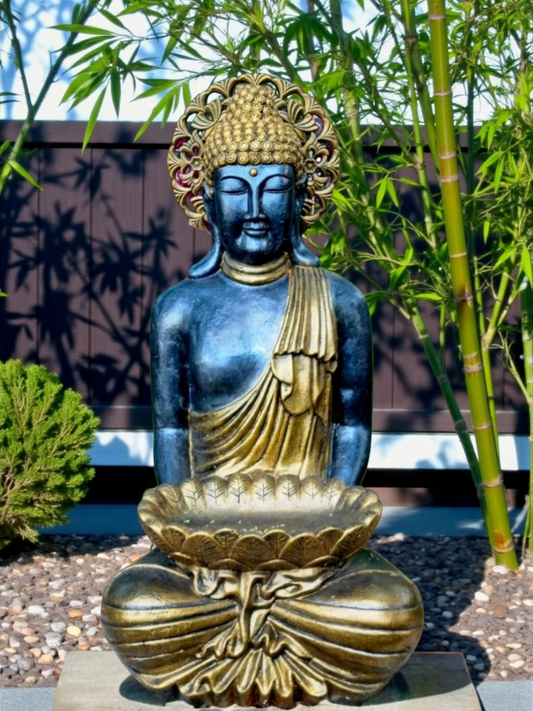 Concrete 90cm Praying Buddha With Aura