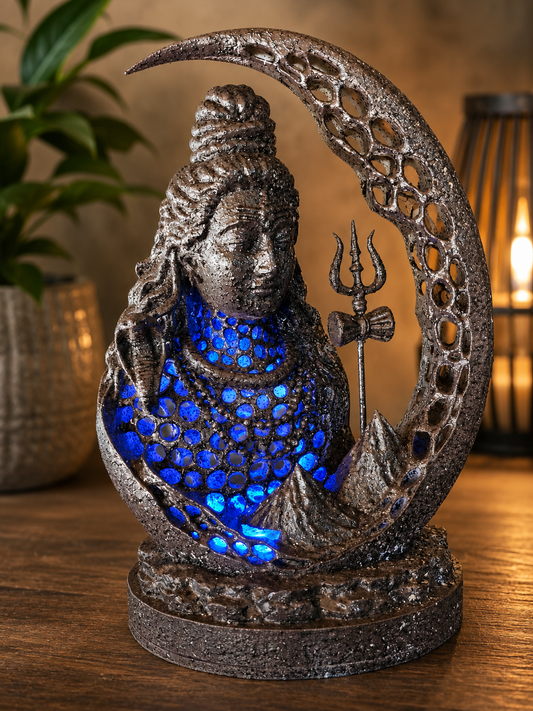 25cm Shiva Crescent Voronoi Style With Led Light