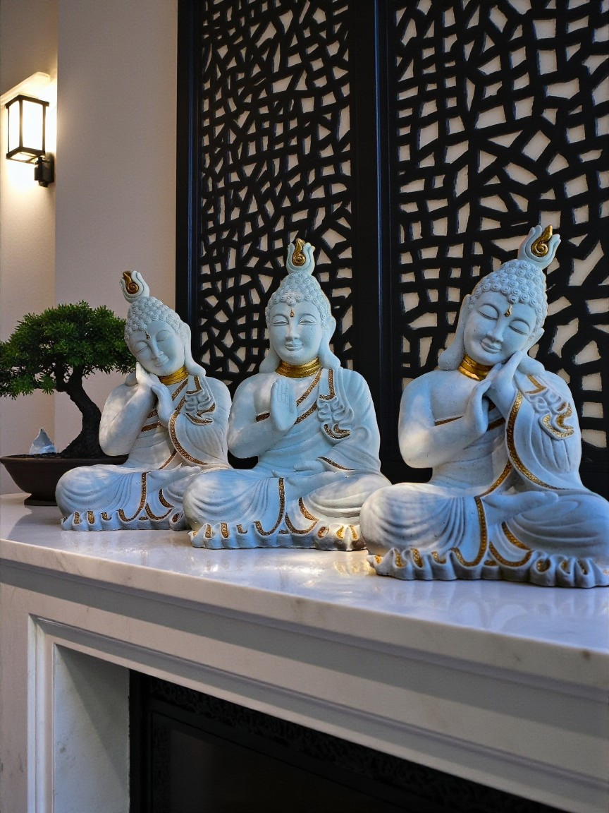 Resin 42cm Buddha Trio
